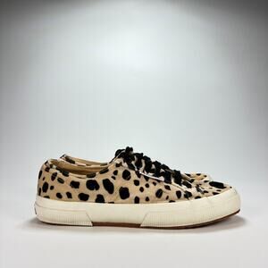 Superga 2750 Tan Black Leopard Print Casual Low Top Shoes Womens Sz US 8.5 EU 39